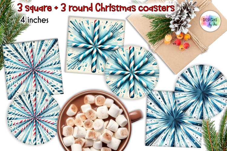Christmas Candy Cane Coaster, Festive Christmas Coasters