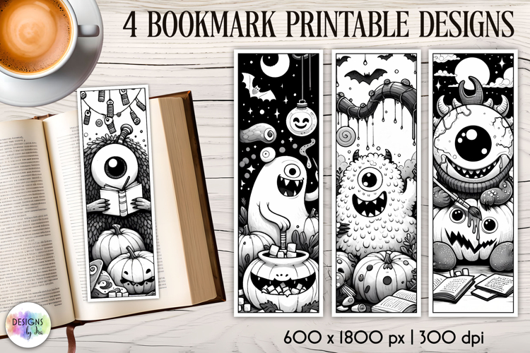 Halloween Bookmarks, Gothic Black and White Bookmarks