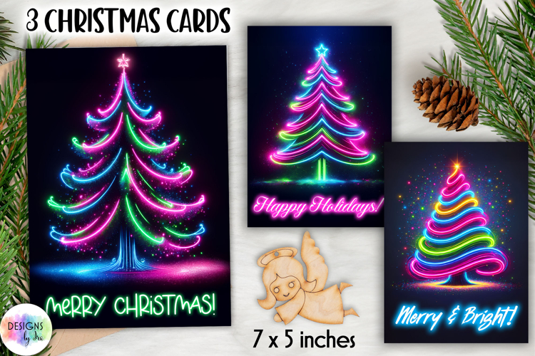 Christmas Tree Greeting Cards, Abstract Christmas Tree Print