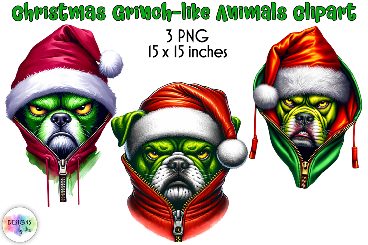 Christmas Animals Clipart, Grinch-like Animals PNG
