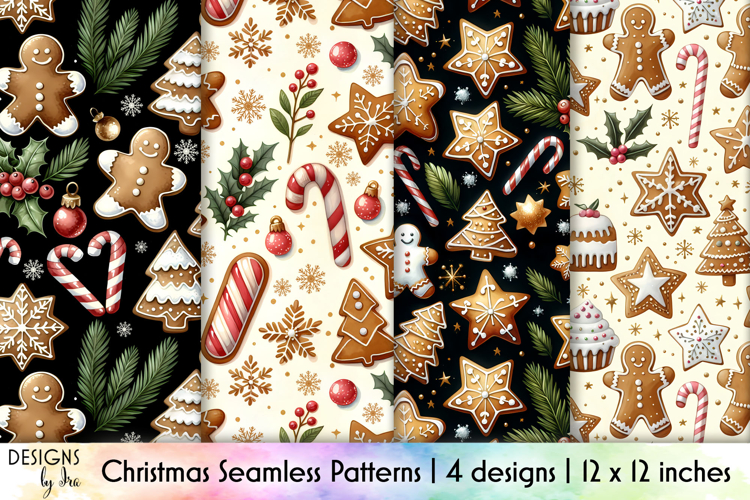 Christmas Seamless Patterns, Holiday Digital Paper