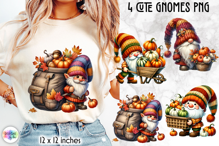 Cute Autumn Gnomes PNG, Fall Harvest Gnome Sublimation