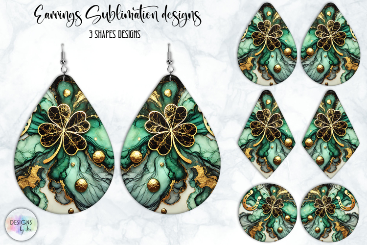 St. Patrick’s Day Earrings Sublimation, Lucky Clover Art