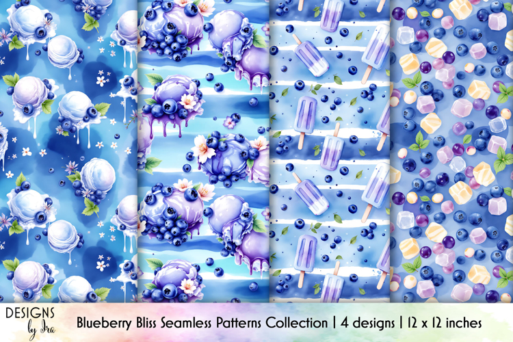 Blueberry Ice Cream Pattern, Blueberry Popsicle Patterns