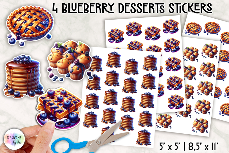 Blueberry Bakery Stickers Pancakes Waffles Muffins Clipart