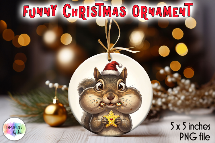 Christmas Ornament Sublimation, Funny Christmas Squirrel PNG