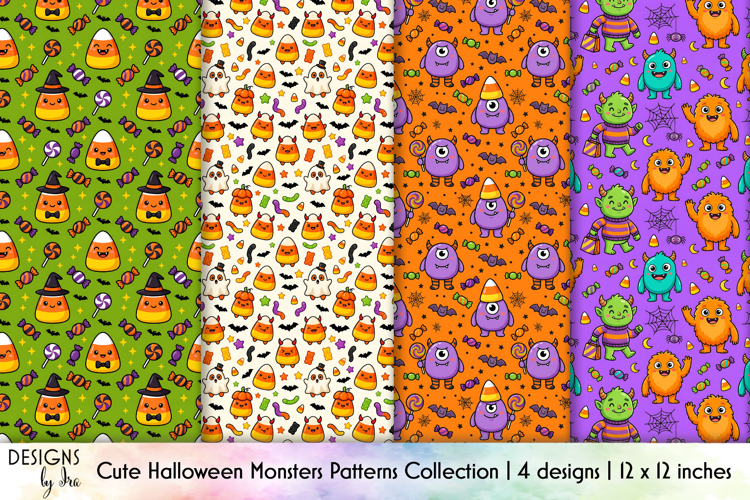 Cute Halloween Monsters Pattern, Candy Corn Collection