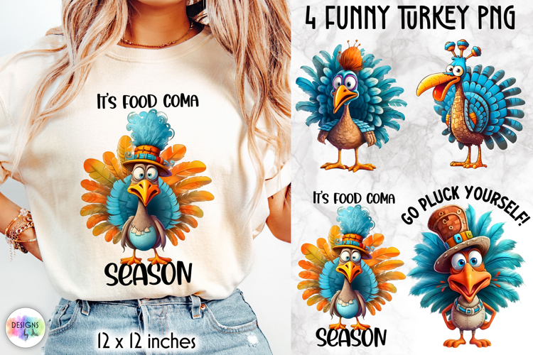 Funny Turkey PNG, Thanksgiving Sublimation Designs