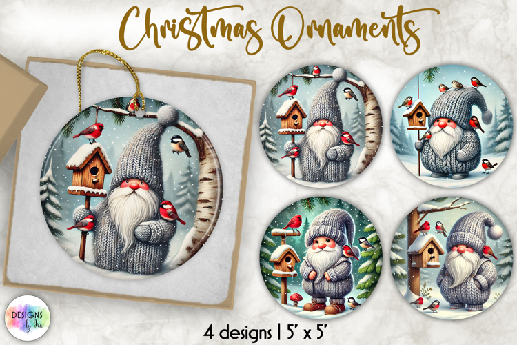 Christmas Ornament Sublimation, Cute Nordic Gnome Ornament