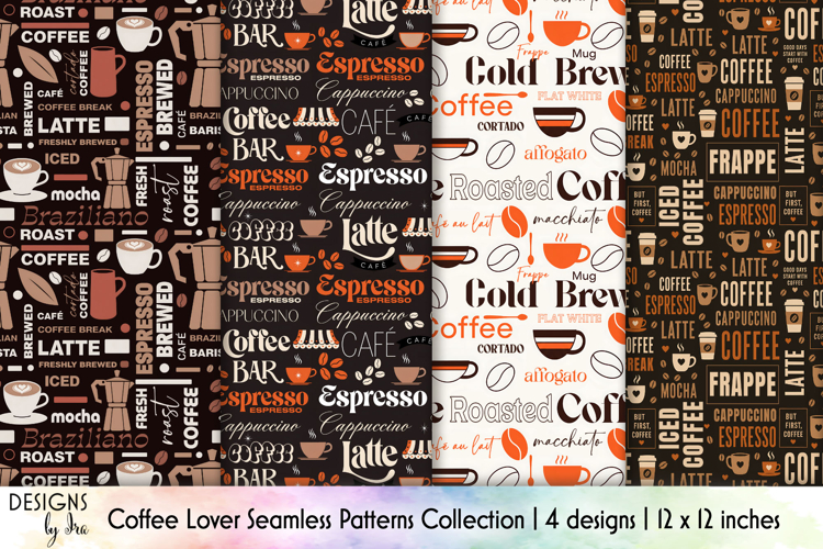 Coffee Lover Seamless Pattern, Coffeehouse Typography example image 1