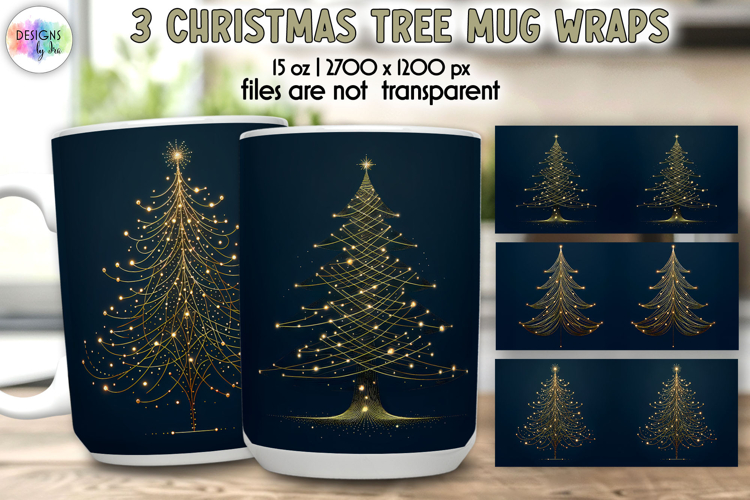 Christmas Tree Mug Wraps, 15 oz Christmas Tree Mug Wrap PNG