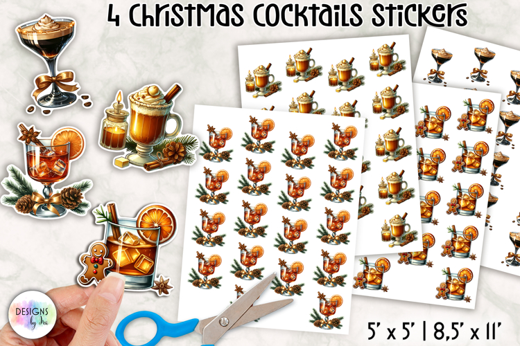 Christmas Cocktail Stickers | Festive Holiday Drinks Sticker