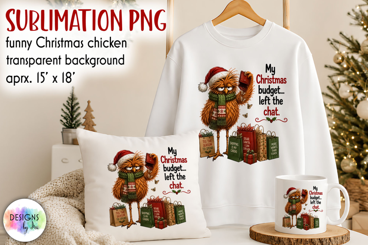 Funny Christmas Chicken PNG, Christmas Budget