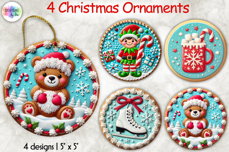Christmas Ornaments Clipart, Cute Holiday Cookie Ornaments