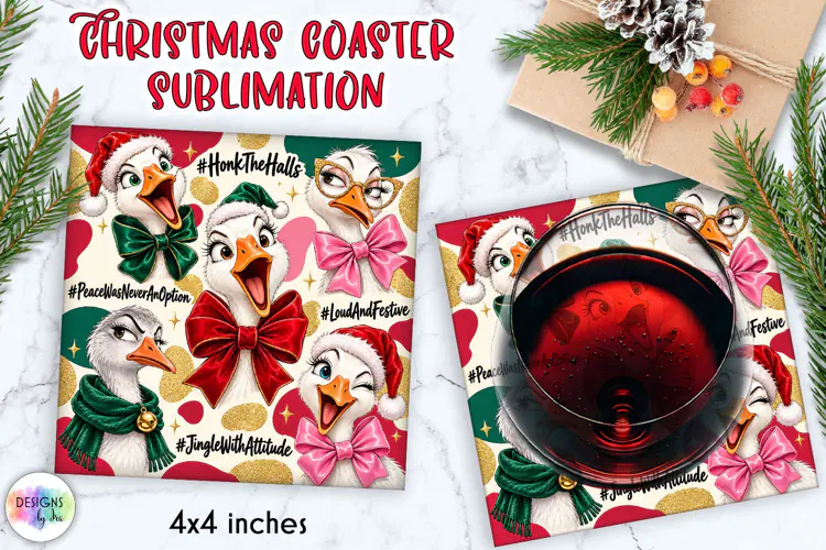 Funny Christmas Goose Coaster Sublimation