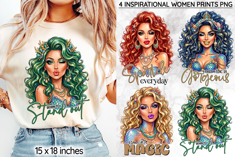 Inspirational Mermaid Sublimation, Empowering Fashion Print