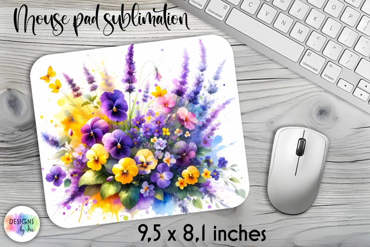 Summer Flowers Mouse Pad. Floral Mouse Pad Design example image 1