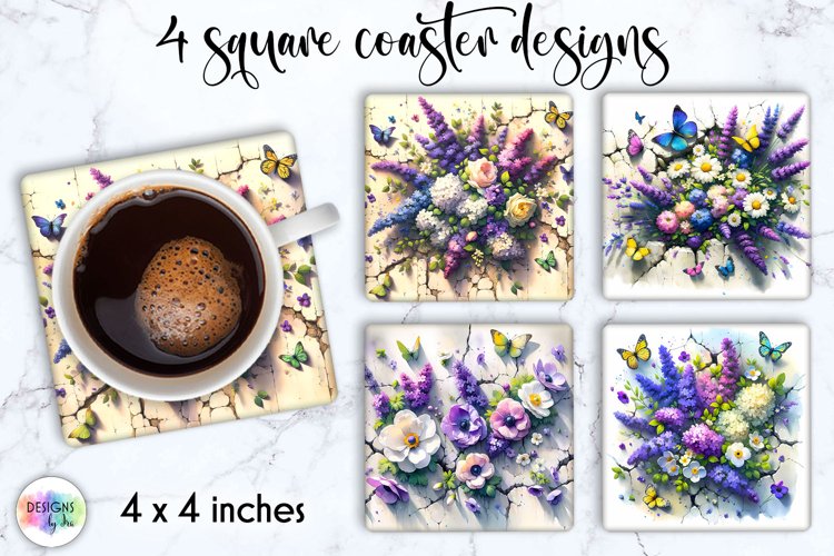 3D Cracked Wall Flowers Coaster Design, 3D Cracked Coaster example image 1