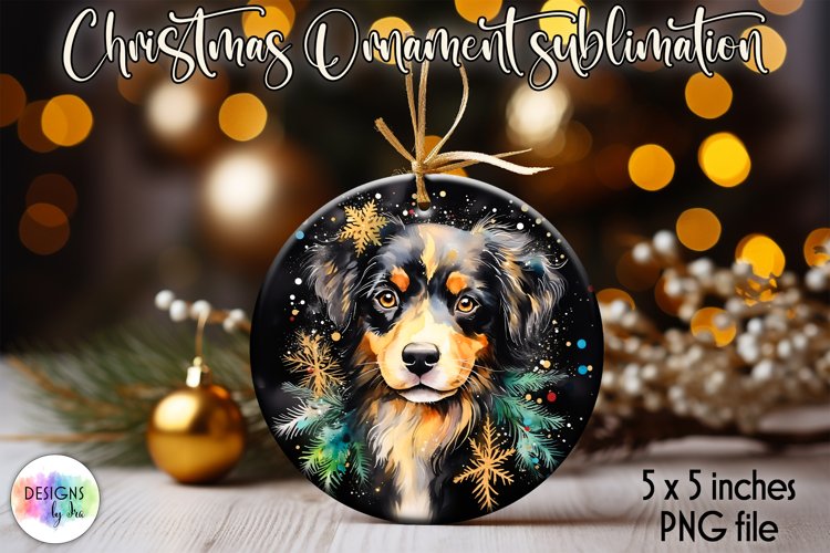 Christmas Dog Ornament | Alcohol Ink Golden Ornament