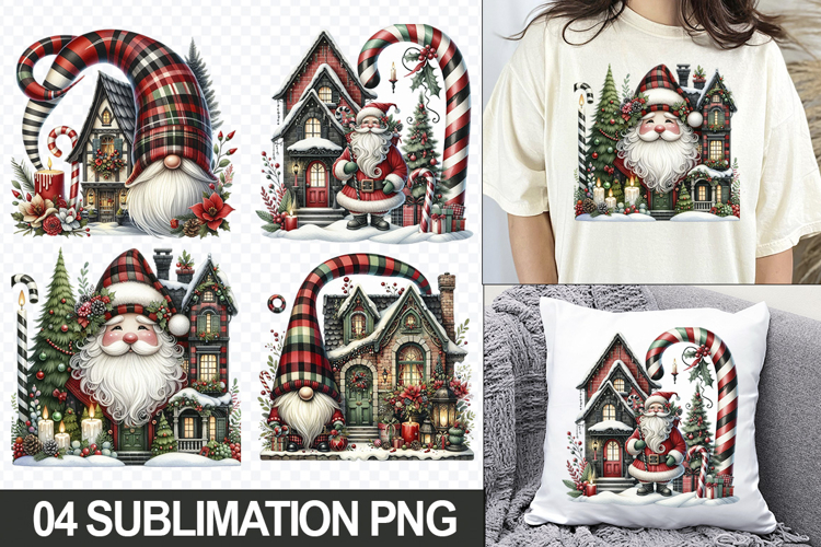 Christmas Homes Sublimation Clipart, 04 PNG Designs