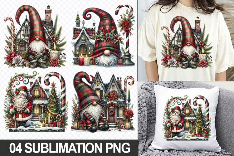 Christmas Homes Sublimation Clipart, 04 PNG Designs