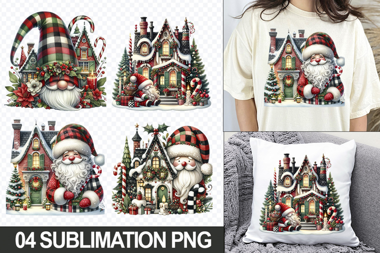 Christmas Homes Sublimation Clipart, 04 PNG Designs