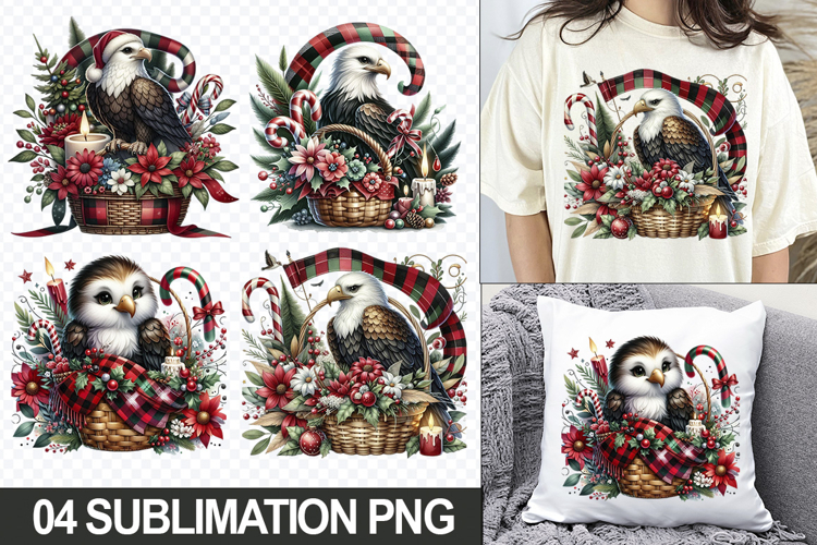 Christmas Eagle Sublimation Clipart, 04 PNG Designs