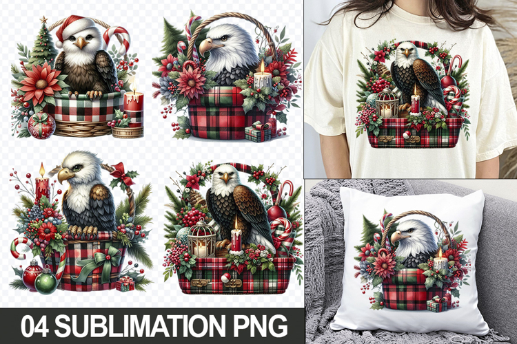 Christmas Eagle Sublimation Clipart, 04 PNG Designs