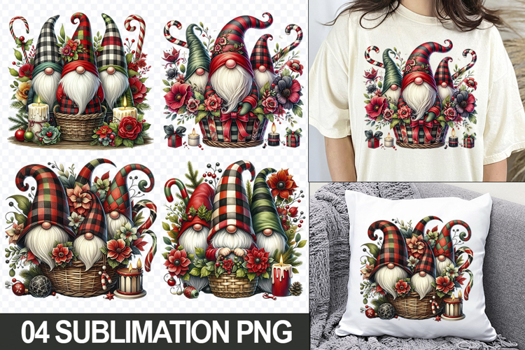 Christmas Gnome Sublimation Clipart, 04 PNG Designs