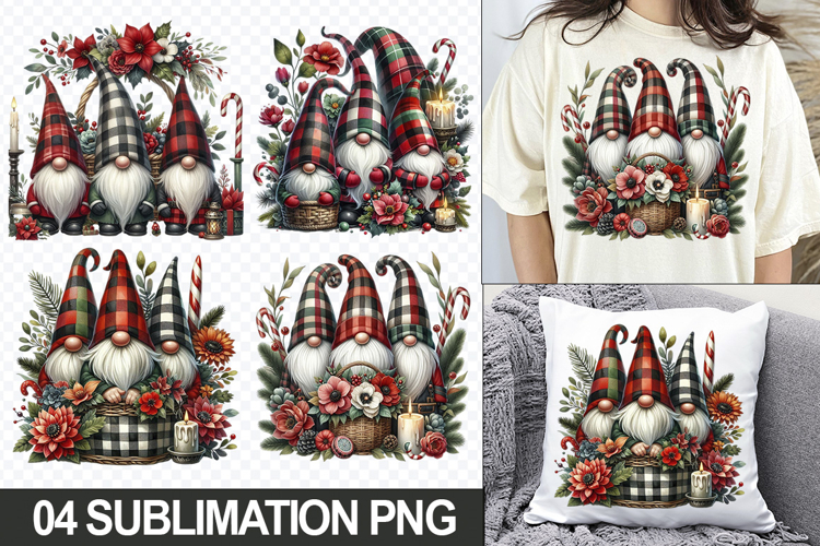 Christmas Gnome Sublimation Clipart, 04 PNG Designs