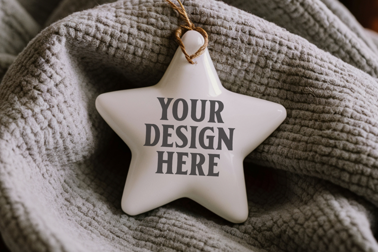 Christmas Star Ceramic Ornament Mockup | Holiday Star Tree