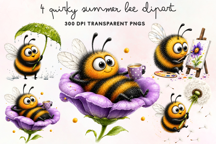 Quirky Summer Bee Clipart PNG