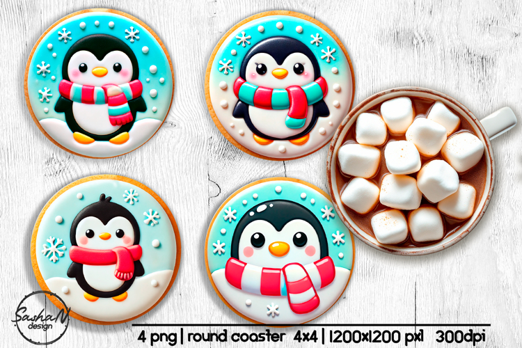 3d Christmas penguin round coaster sublimation