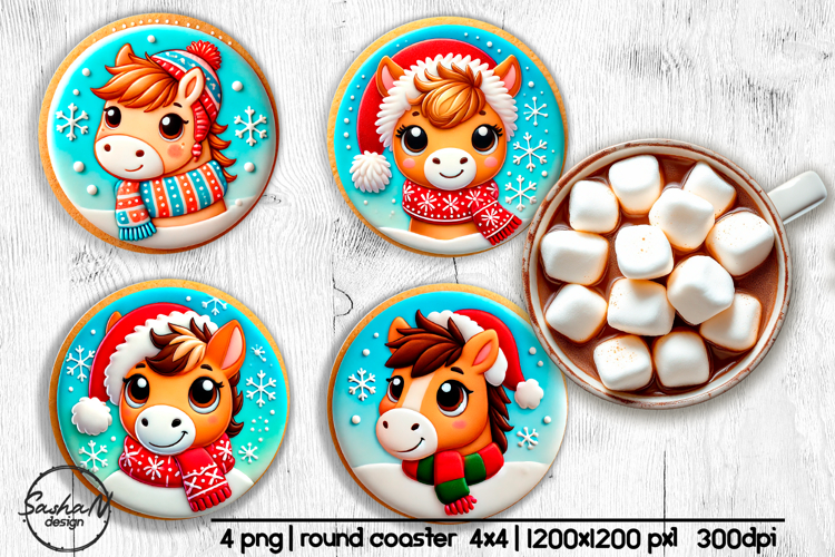3d Christmas horse round coaster sublimation