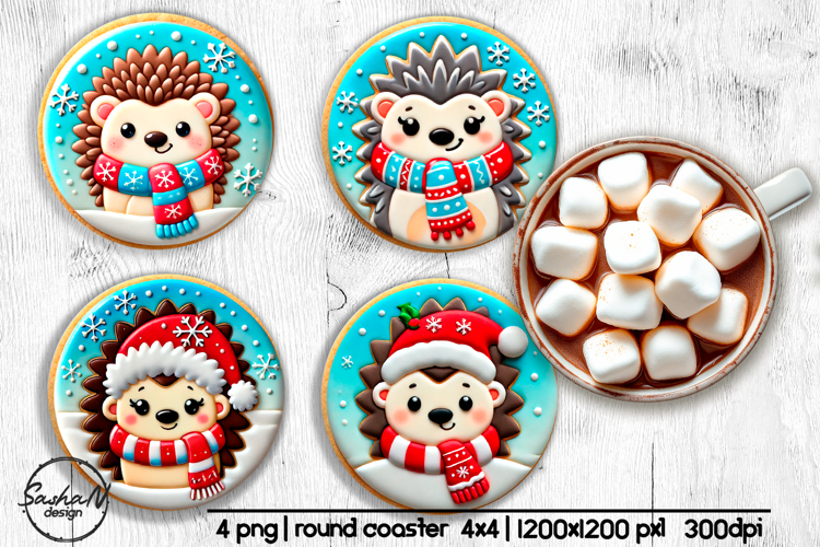 3d Christmas hedgehog round coaster sublimation