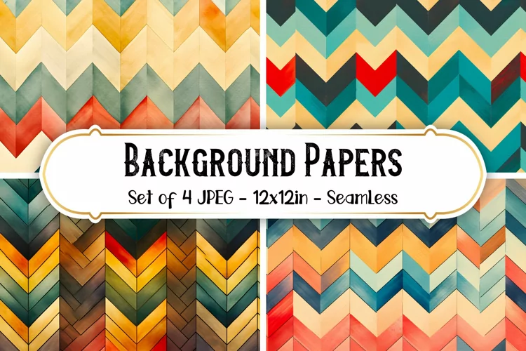 4 Seamless Vintage Chevron Patterns| Scrapbook papers