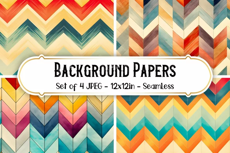 4 Seamless Vintage Chevron Patterns| Scrapbook papers
