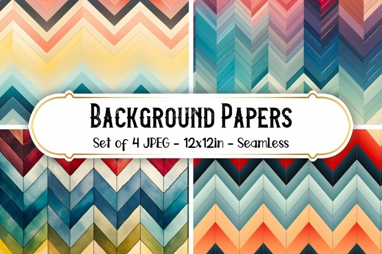 4 Seamless Vintage Chevron Patterns| Scrapbook papers