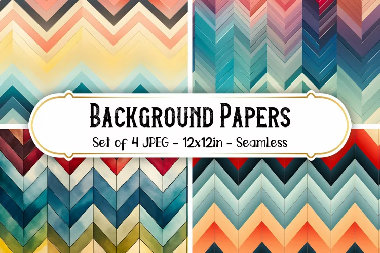 4 Seamless Vintage Chevron Patterns| Scrapbook papers