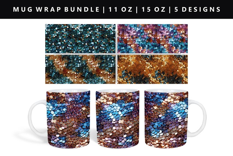 Sequin 11oz, 15oz Mug Sublimation | Mug Wrap PNG