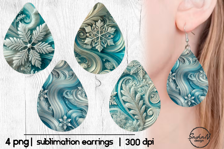 Earrings Christmas sublimation, Teardrop png