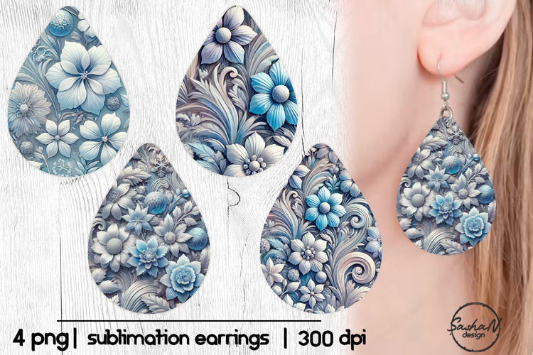 Earrings Christmas sublimation, Flower earrings