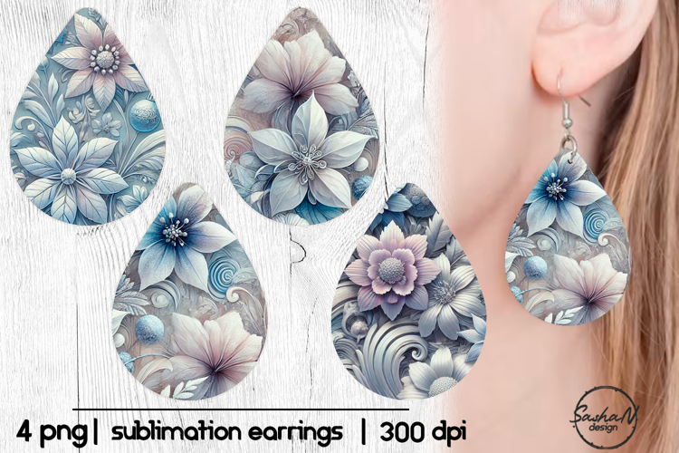 Earrings Christmas sublimation, Flower earrings
