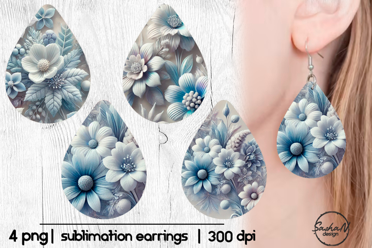 Earrings Christmas sublimation, Flower earrings