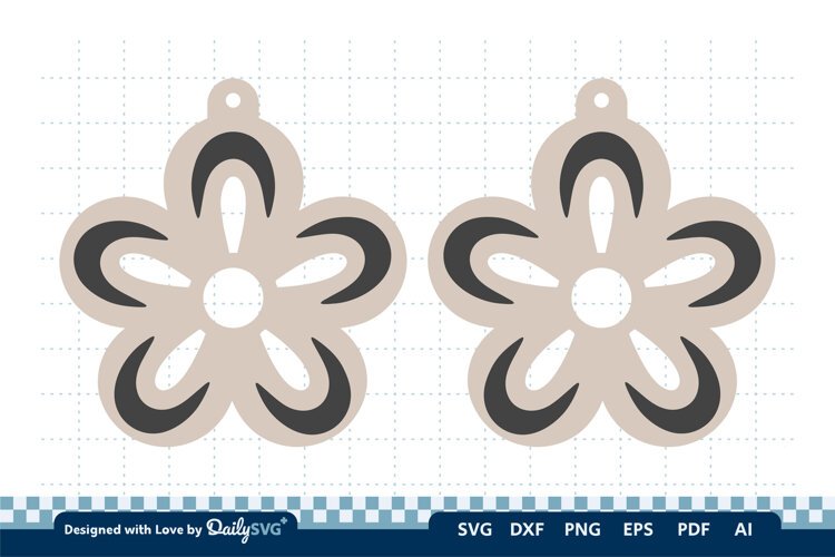 Simple Flower Earring SVG | Minimalist Laser Cut Jewelry example image 1