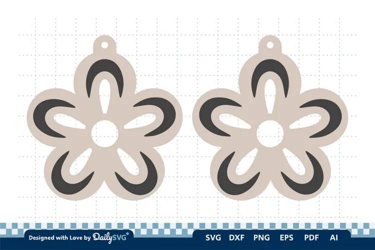 Simple Flower Earring SVG | Minimalist Laser Cut Jewelry