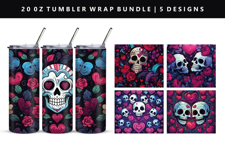 Skull 20oz Tumbler Wrap | Sublimation PNG Design