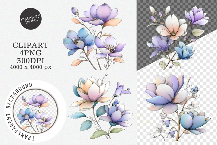 Spring Flowers Sublimation Clipart