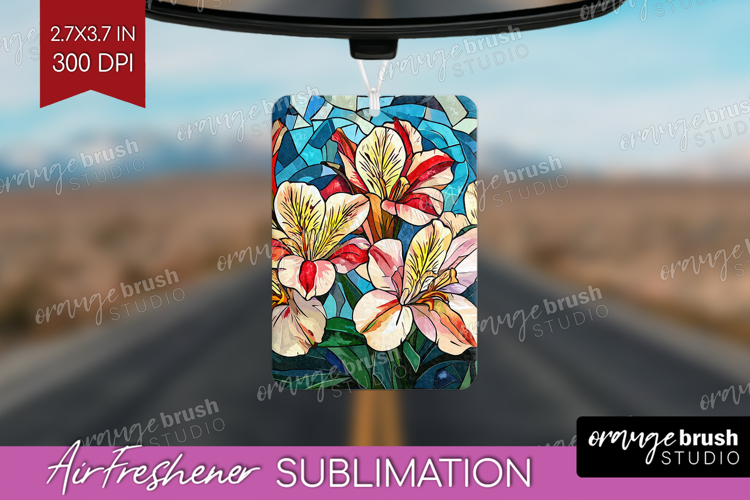 Stained Glass Air Freshener PNG - Flowers PNG Sublimation