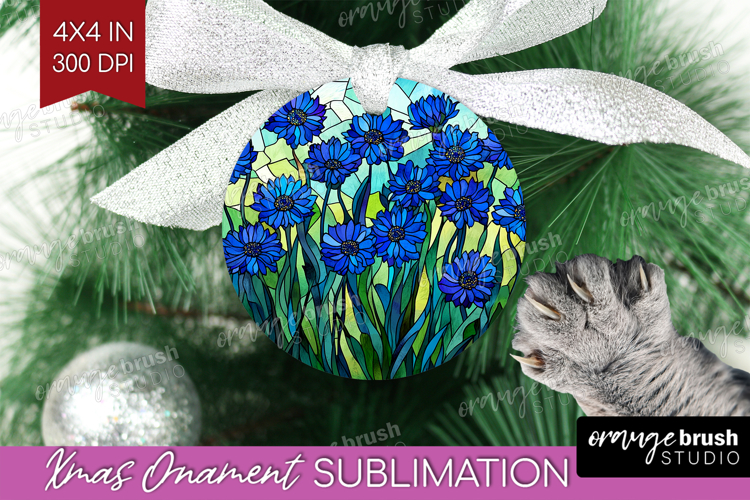 Stained Glass Ornament PNG - Flowers PNG Sublimation